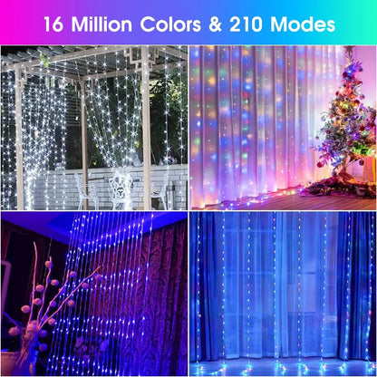 RGB LED Curtain Lights Fairy String Lights with Smart App Control Garland for Christmas Wedding Party Decoration indoor Outdoor