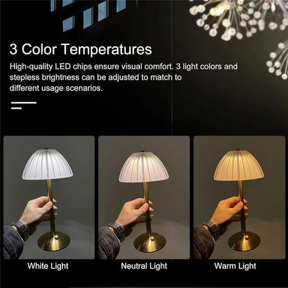 LED Table Lamp Touch Sensor Dimmable Desktop Night Light Rechargeable Wireless Reading Lamp for Hotel Bar Bedroom Decor Light