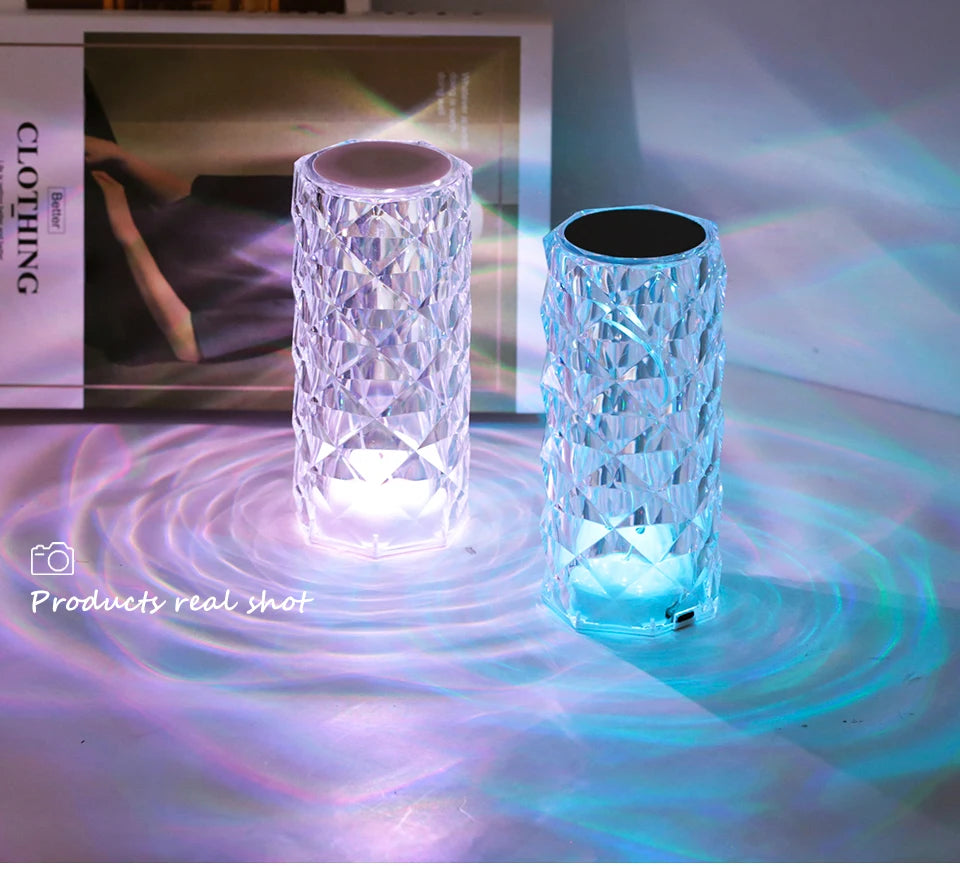 16 Colors Touch Remote Diamond Rose LED Crystal Lamps