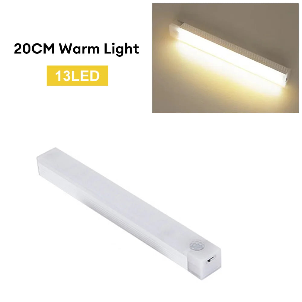 LED Sensor Light Bar 20/30/50CM Magnetic Mounted Rechargeable Motion Sensor Night Light Warm/White Light for Closet Wardrobe