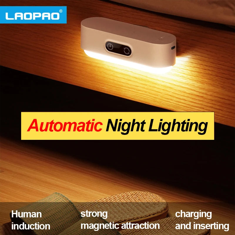 Laopao 5 color Intelligent induction cabinet light Detachable Magnet base LED night light bedroom reading bedside lamp