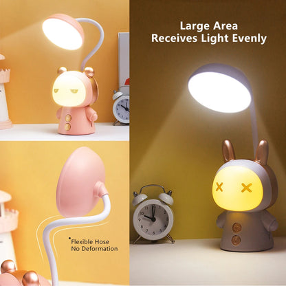 Cartoon USB Rechargeable Table Lamp Dual Light LED Lamp Student Kids Bedroom Reading Desk Lamp Night Light Home Decor