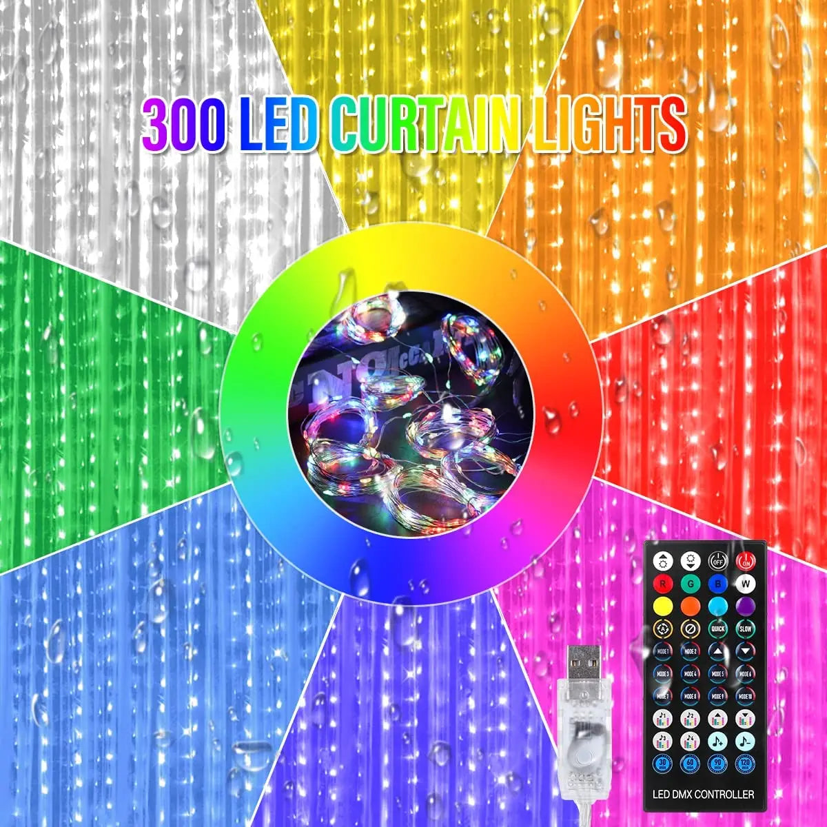 RGB LED Curtain Lights Fairy String Lights with Smart App Control Garland for Christmas Wedding Party Decoration indoor Outdoor