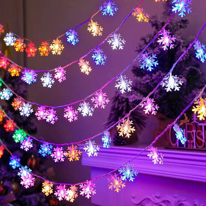 10/20/80Leds Snowflake String Garland Fairy Lights USB/Battery Powered Christmas Tree Holiday New Year Bedroom Decoration Lamps