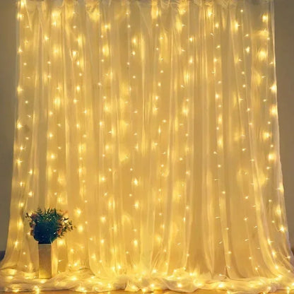 3/6M LED Curtain Garland Fairy String Lights Christmas Holiday Party Wedding Decoration USB Remote 8 Modes Waterfall Lighting