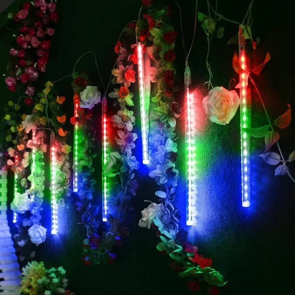 50CM LED Meteor Shower Rain Lights Waterproof Falling Raindrop Fairy String Light for Christmas Holiday Party Patio Decor