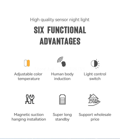 LED Intelligent Human Induction Night Lamp PIR Motion Sensor Lights USB Charging Emergency Automatic Lighting Bedside Home Lamp