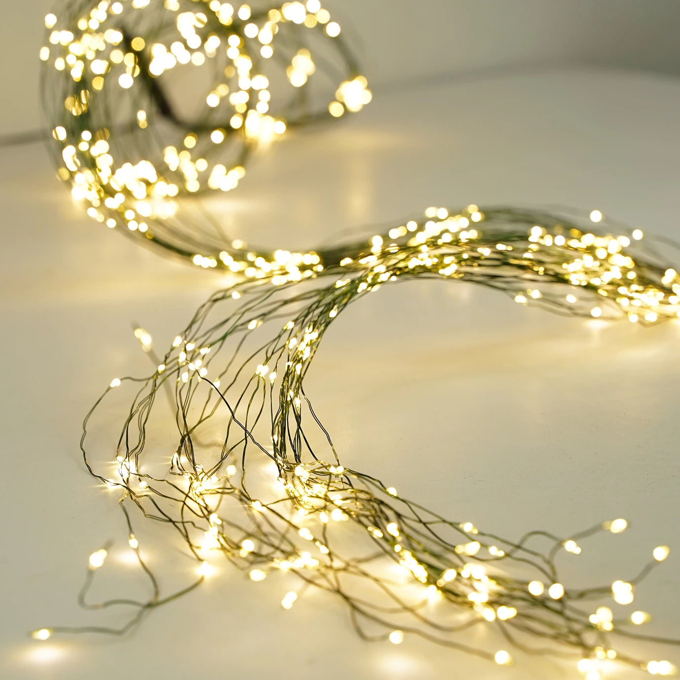 Christmas Green Wire Branch Lights Plug Outdoor LED Waterfall Garland String Fairy Lights Decoration For Holiday Lighting Party