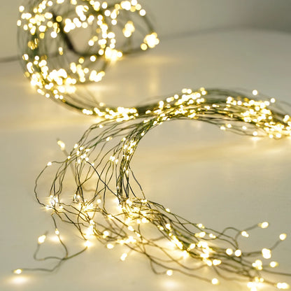 Christmas Green Wire Branch Lights Plug Outdoor LED Waterfall Garland String Fairy Lights Decoration For Holiday Lighting Party