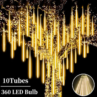 10Tubes Meteor Shower Rain Led String Lights Street Garlands Christmas Tree Decorations for Outdoor New Year Fairy Garden Lights