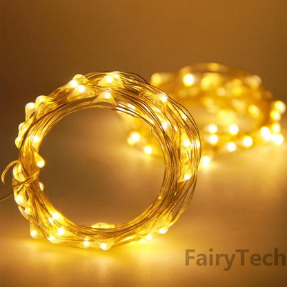 10pcs 1M 2M 3M 5M 50led Copper Wire LED String lights Holiday lighting Fairy Garland For Christmas Tree Wedding Party Decoration