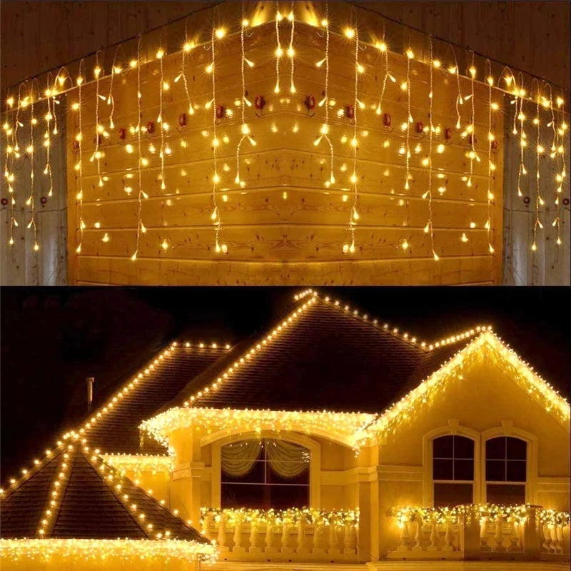 Led Curtain Icicle String Lights 5M Droop 0.4-0.6m Christmas Lights Waterfall Outdoor Decoration For Party Garden Home Wedding