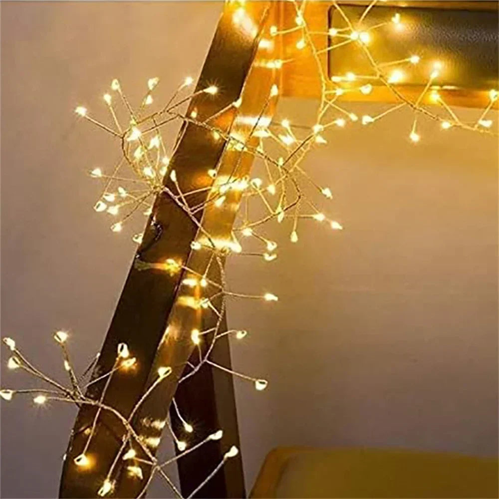 200/400 LED USB Firecracker Fairy Light Outdoor Firecracker Cluster Twinkle String Light with Remote for Wreath DIY Party Decor