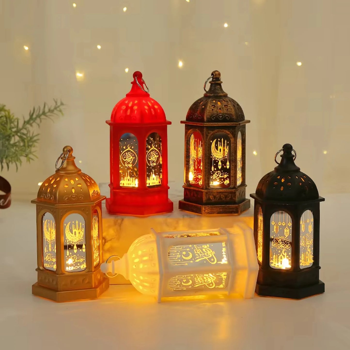 New Arrival Moroccan Style Ramadan Festival Led Light Plastic Candle Holder Decorative Wind Lamp