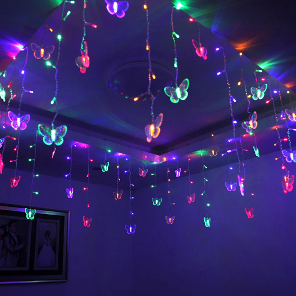 220V 110V 3.5m Butterfly LED Curtain Light Christmas Garland  LED String Fairy Lights For Holiday Wedding Party Home Decoration