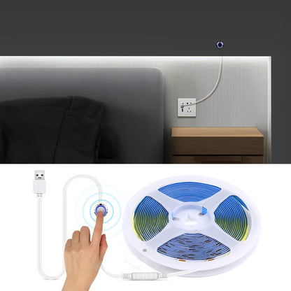 Touch Sensor Switch LED Strip Light 5V USB Powered Hidden Recessed Touch Switch LED Ribbon Bedroom Closet Cabinet Wardrobe Lamp