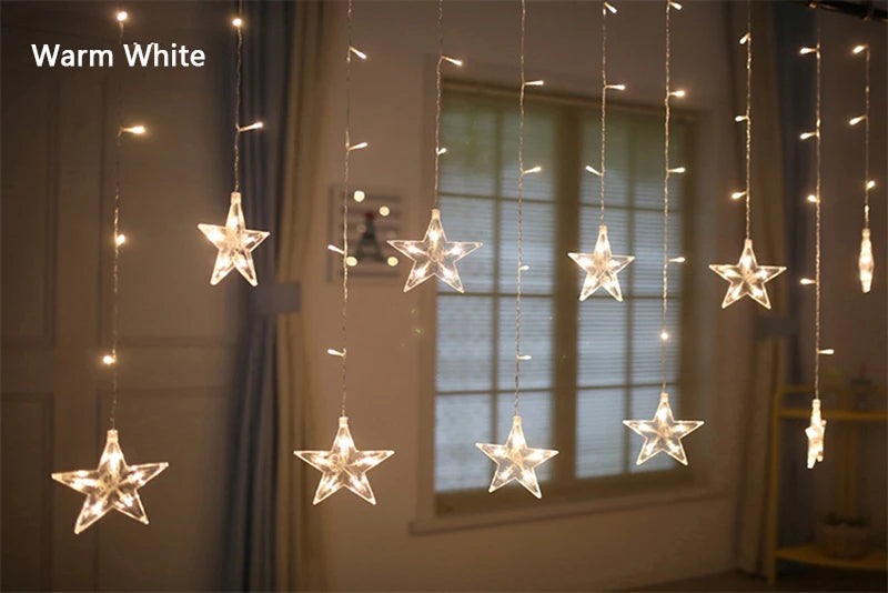 Ramadan Decoration 2025 Star Moon Curtain Garland String Light Aid EID Mubarak for Home Arabic Islam Muslim Event Party Supplies