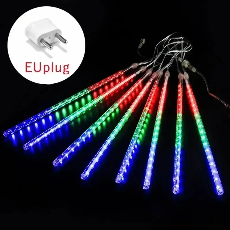 8 Tubes Meteor Shower Rain Led String Lights Street Garlands Christmas Tree Decorations for Outdoor New Year Fairy Garden Lights