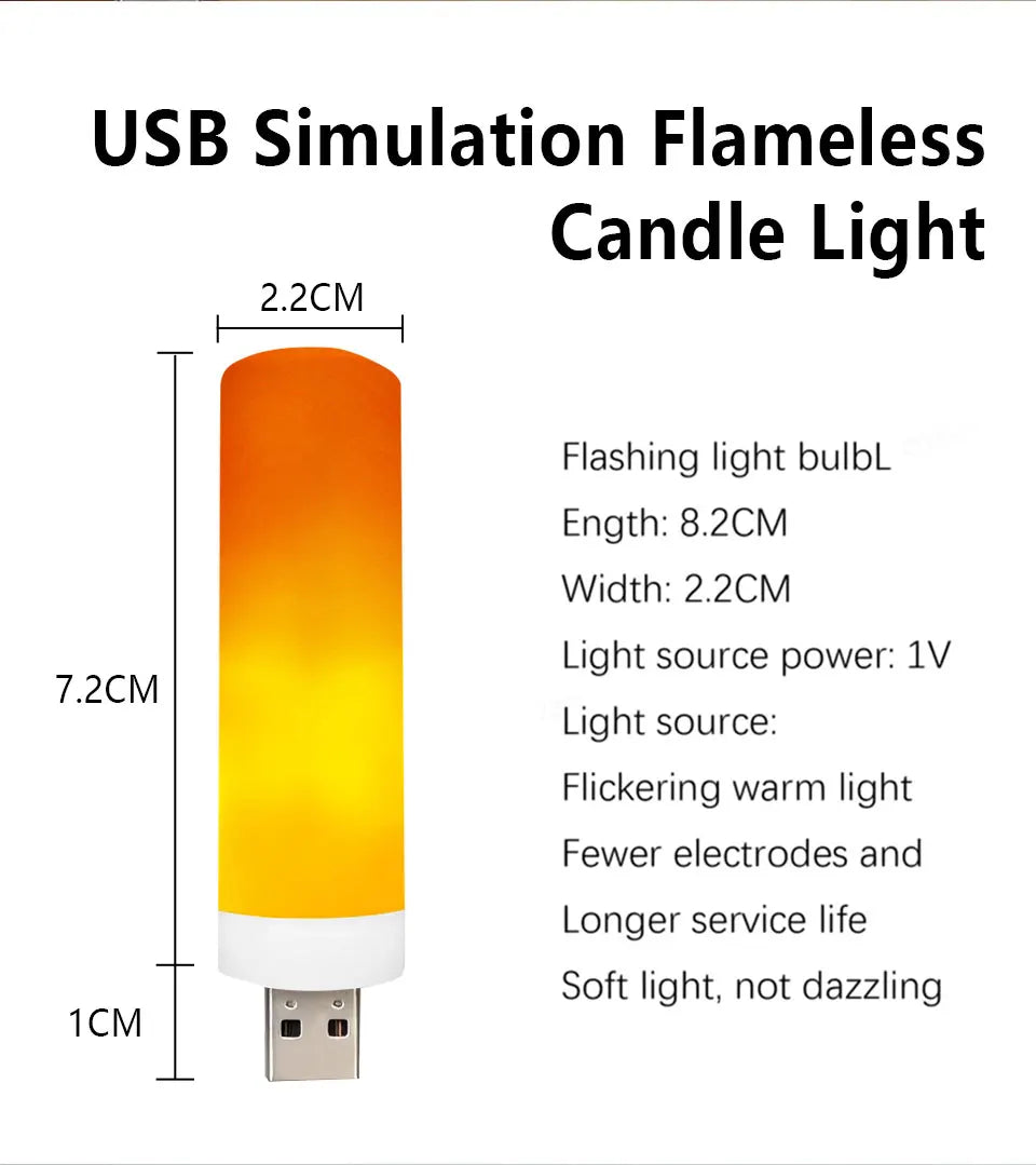 USB LED Flame Lamp Simulation Of Real Flame Effect Candle Light Usb Plug Energy Saving For Bedroom Ambient Effect Decor Lighting