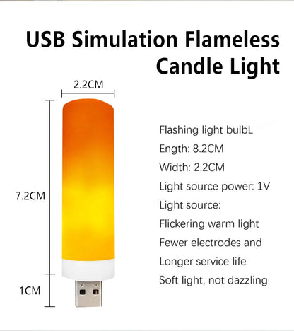 USB LED Flame Lamp Simulation Of Real Flame Effect Candle Light Usb Plug Energy Saving For Bedroom Ambient Effect Decor Lighting