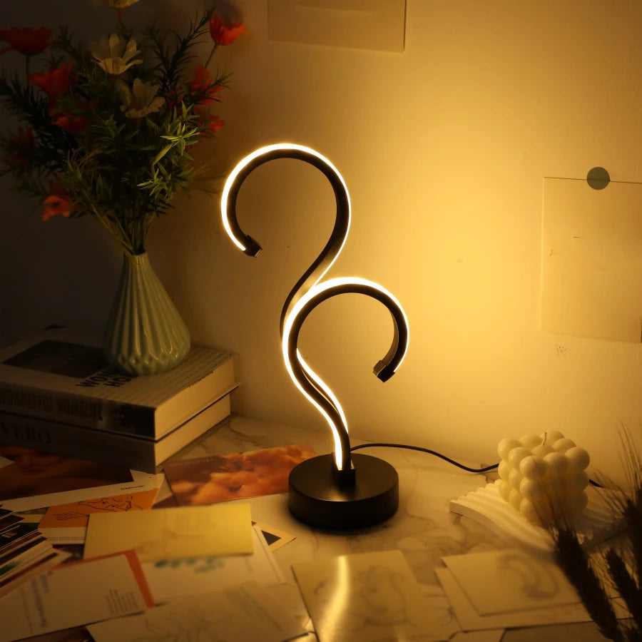 1PC Creative Double Question Mark Desk Lamp USB Three Color Dimming Bedroom Eye Protection Nightlight