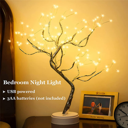 Fairy Tree Table Lamp Battery/USB Copper Wire 108 LED Fire Decorative Desk Night Light Home Bedroom Gifts Christmas Decoration