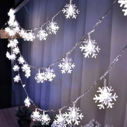 10/20/80Leds Snowflake String Garland Fairy Lights USB/Battery Powered Christmas Tree Holiday New Year Bedroom Decoration Lamps