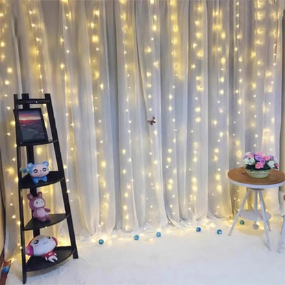 8 Mode Wedding Fairy Light USB 3M 4M 6M LED Curtain String Lights Party Decoration Outdoor Holiday Light Bedroom Christmas Light