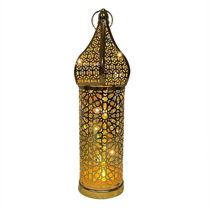 Moroccan Golden Hollow Iron Lantern Ramadan Home Decor Light Ornaments Hanging Lamps Outdoor Yard Garden Art Decoration