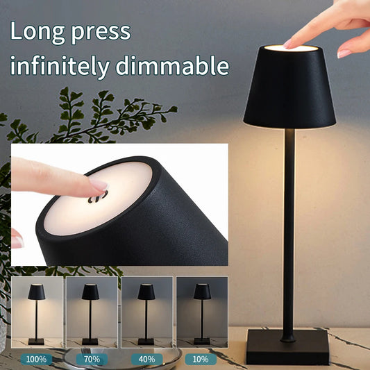 Hotel Cordless LED Rechargeable Touch Table Lamp 3 Colors Bedside Creative Ambient Lights Led Desk Lamp Bar Outdoor Decor Lights