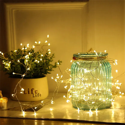 200/400 LED USB Firecracker Fairy Light Outdoor Firecracker Cluster Twinkle String Light with Remote for Wreath DIY Party Decor