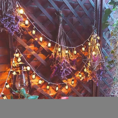 1m 10LED Mini Retro Kerosene Holiday String Light Battery Powered Lantern Fairy Garland Light for Bedroom Ramadan Decoration