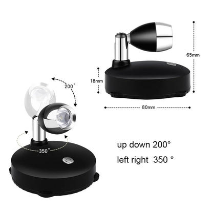 Indoor Home Spotlight DC5V USB Rechargeable Rotating Head Dimming Night Lamp with Remote for Bedroom,Study