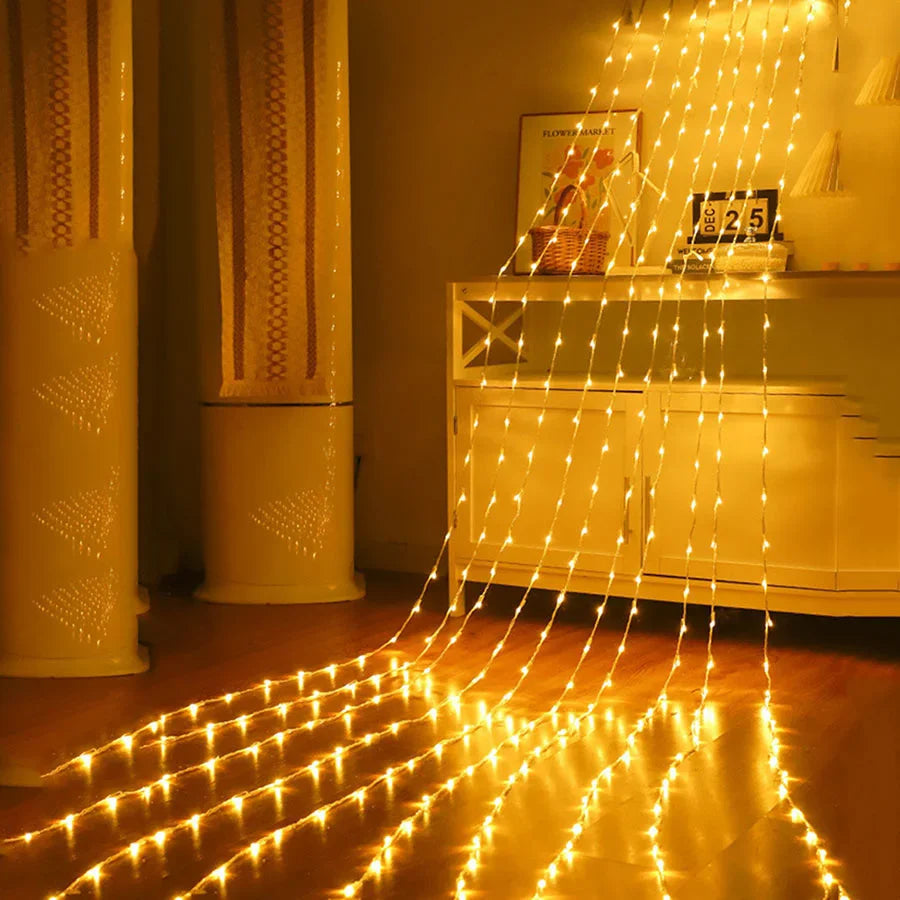 Christmas LED Waterfall Curtain Icicle Fairy String Lights 3x2M/3x3M LED Garland Lights for Home Party Wedding Background Decor