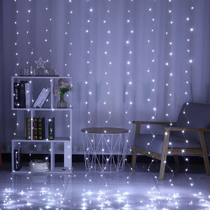 LED Garland Curtain Lights 8 Modes USB Remote Control Fairy Lights String Wedding Christmas Decor for Home Bedroom New Year Lamp