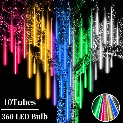 10Tubes Meteor Shower Rain Led String Lights Street Garlands Christmas Tree Decorations for Outdoor New Year Fairy Garden Lights