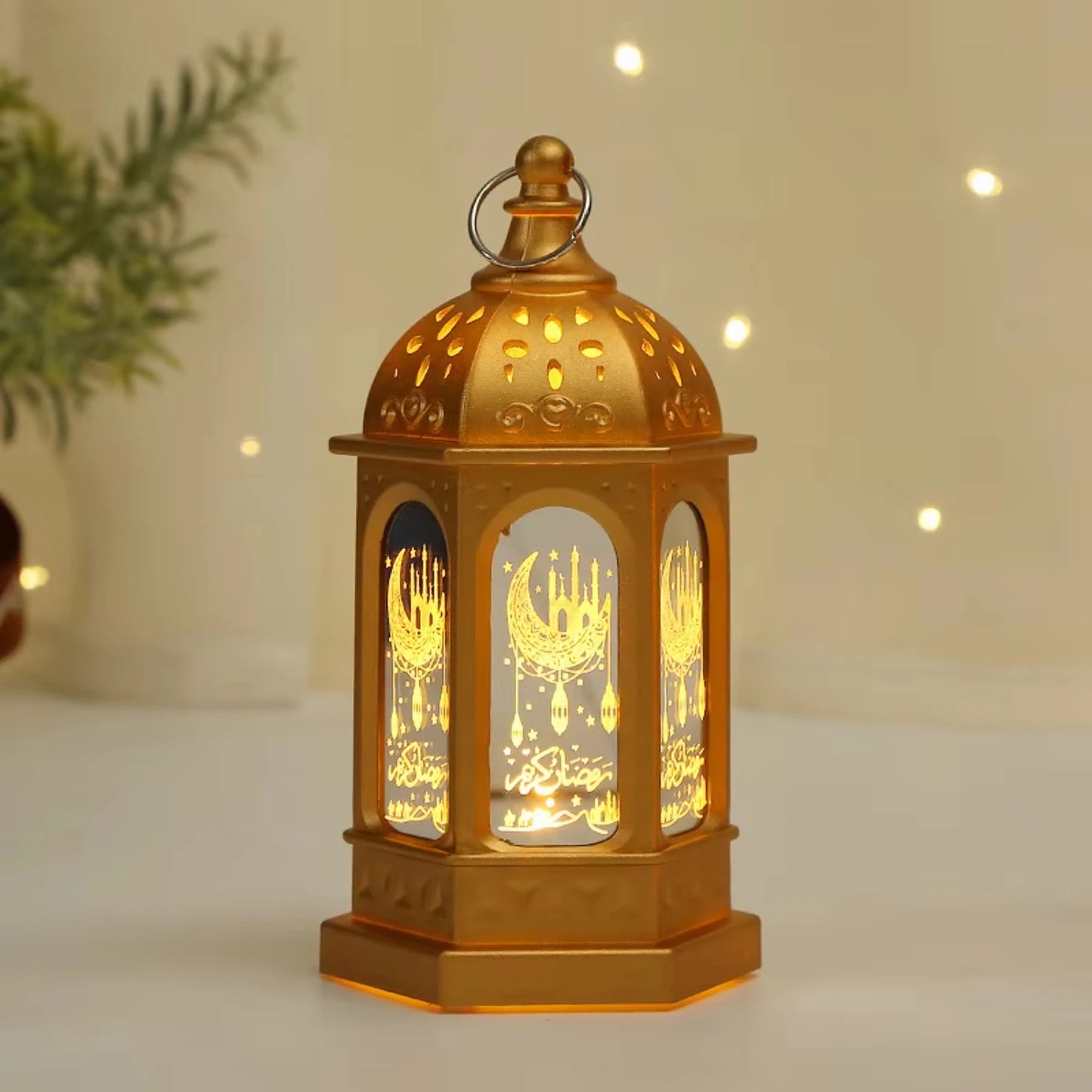 New Arrival Moroccan Style Ramadan Festival Led Light Plastic Candle Holder Decorative Wind Lamp