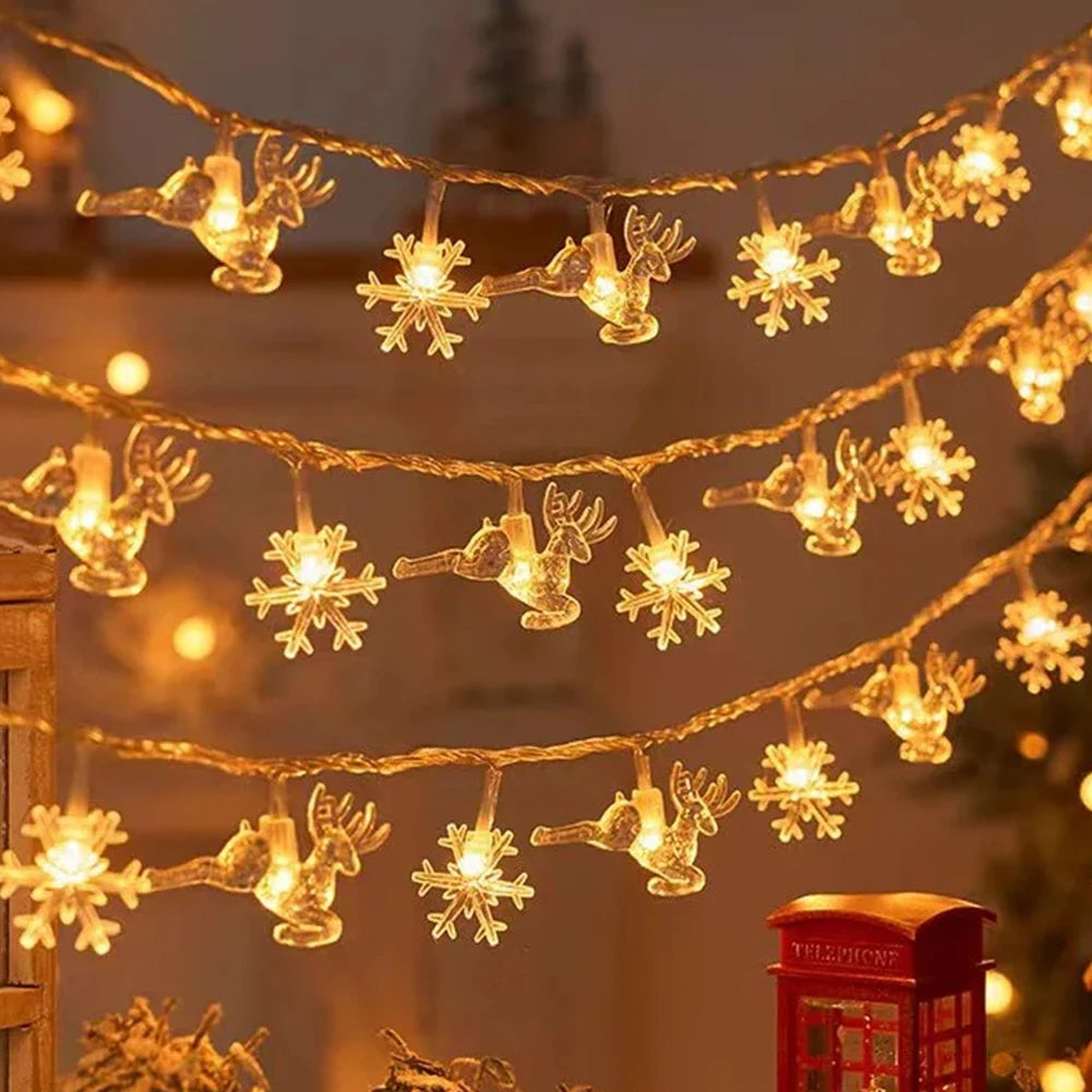 Christmas LED Lights String Garland 2023 Christmas Decoration Navidad New Year Decorative Holiday Fairy Light for Room Garden