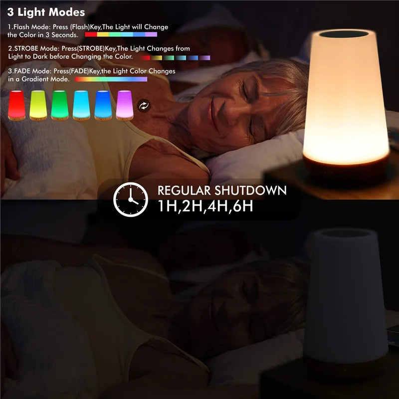 13 Color Changing Table Lamps RGB Remote Control Touch Dimmable Lamp Portable Table Bedside Lamps USB Rechargeable Night Lights