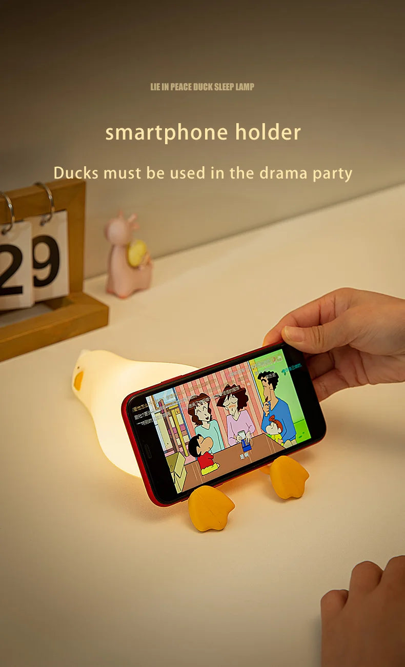 USB Rechargeable Table Lamp Duck Silicone Sleep Lamp Mood Light Bedside for Room Decoration Creative Gift Children Night Light