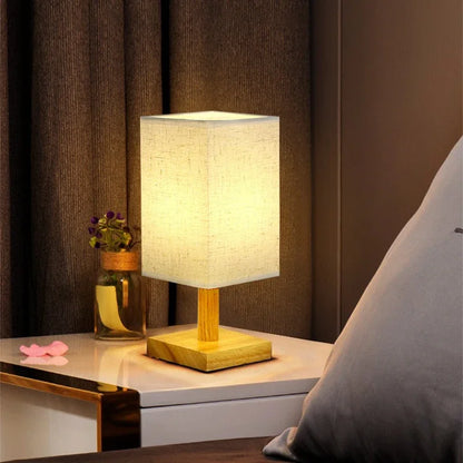 LED Table Lamps Simple Chinese Style Decoration Lamp Dimmable USB Plug Night Light Fabric Lampshade Bedroom Bedside Lighting