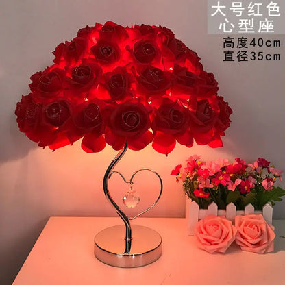 Table Lamp Rose Crystal Table Lamp Wedding Gift Ins Creative Wedding Princess Wedding Room Everlasting Warm Bedroom Bedside Lamp