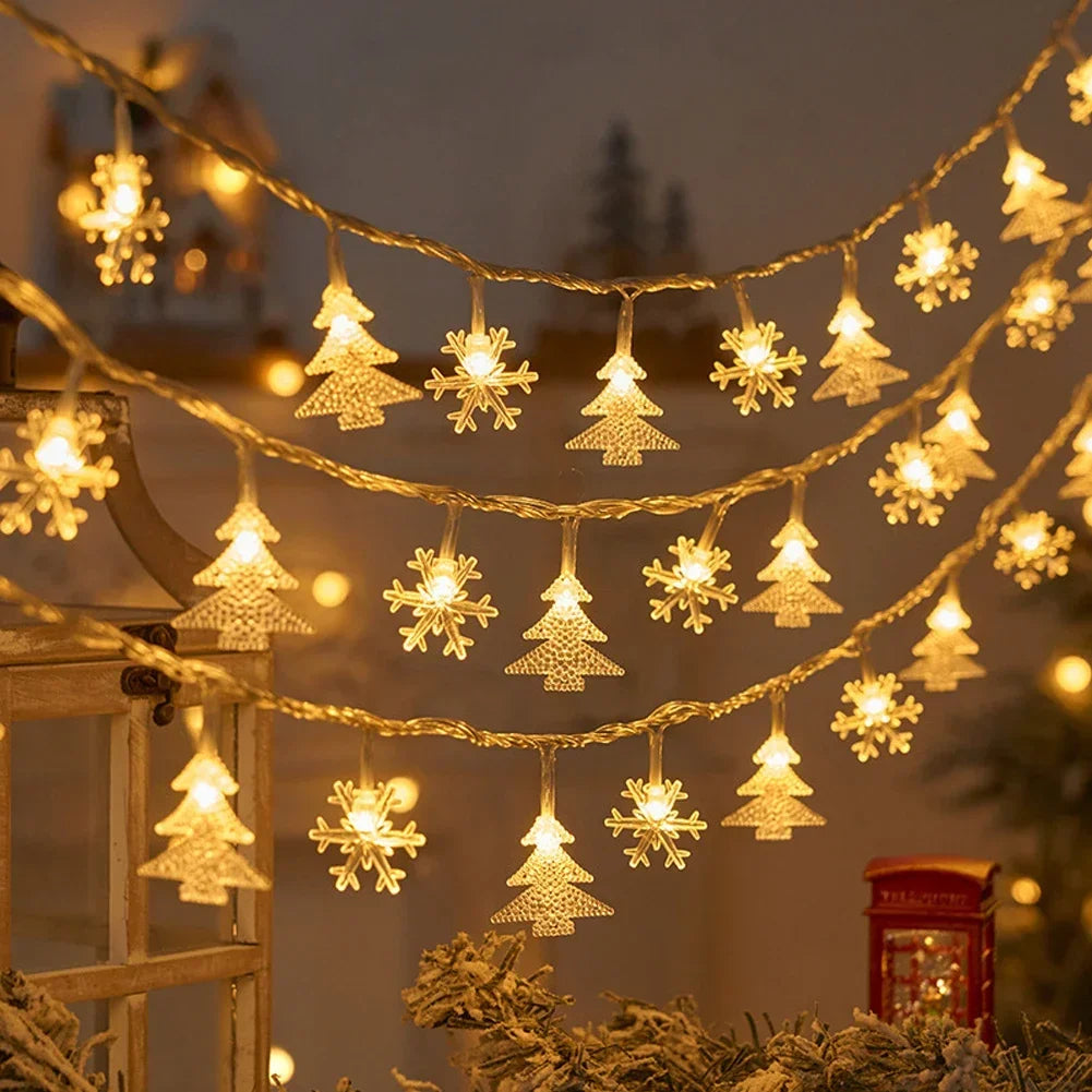 Christmas LED Lights String Garland 2023 Christmas Decoration Navidad New Year Decorative Holiday Fairy Light for Room Garden