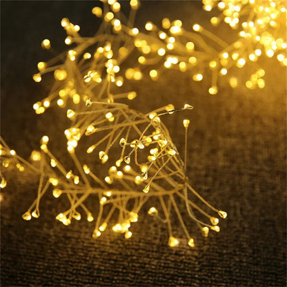 200/400 LED USB Firecracker Fairy Light Outdoor Firecracker Cluster Twinkle String Light with Remote for Wreath DIY Party Decor