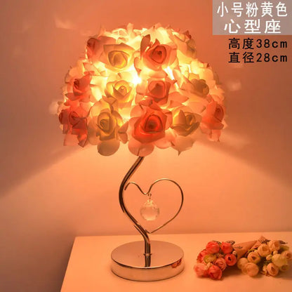 Table Lamp Rose Crystal Table Lamp Wedding Gift Ins Creative Wedding Princess Wedding Room Everlasting Warm Bedroom Bedside Lamp