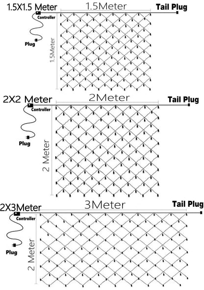 4mx6m 2mx3m 2mX2m Christmas Garlands LED String Christmas Net Light Fairy Xmas Party Garden Wedding Decoration Curtain Light