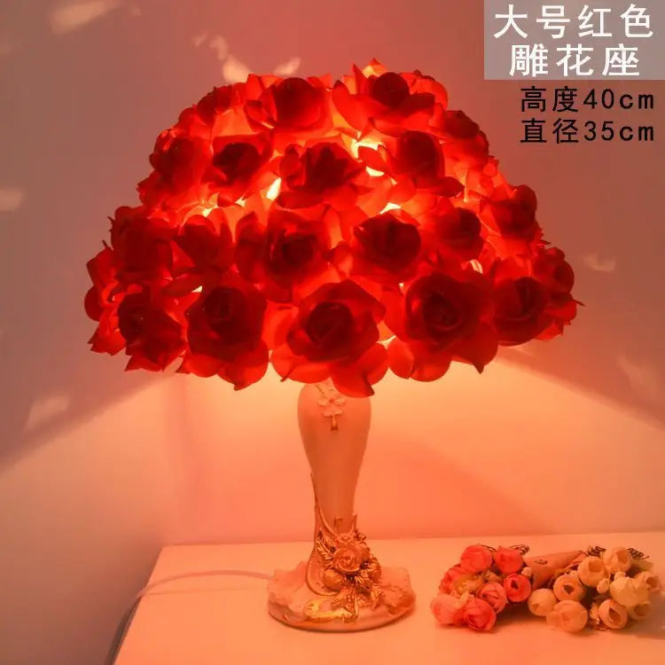 Table Lamp Rose Crystal Table Lamp Wedding Gift Ins Creative Wedding Princess Wedding Room Everlasting Warm Bedroom Bedside Lamp