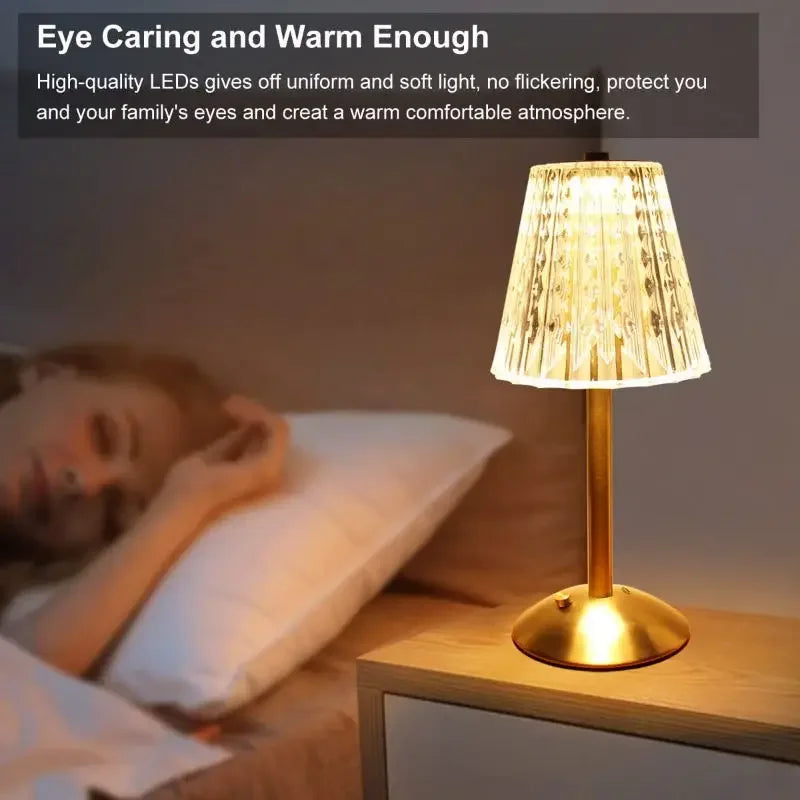 LED Table Lamp Touch Sensor Dimmable Desktop Night Light Rechargeable Wireless Reading Lamp for Hotel Bar Bedroom Decor Light