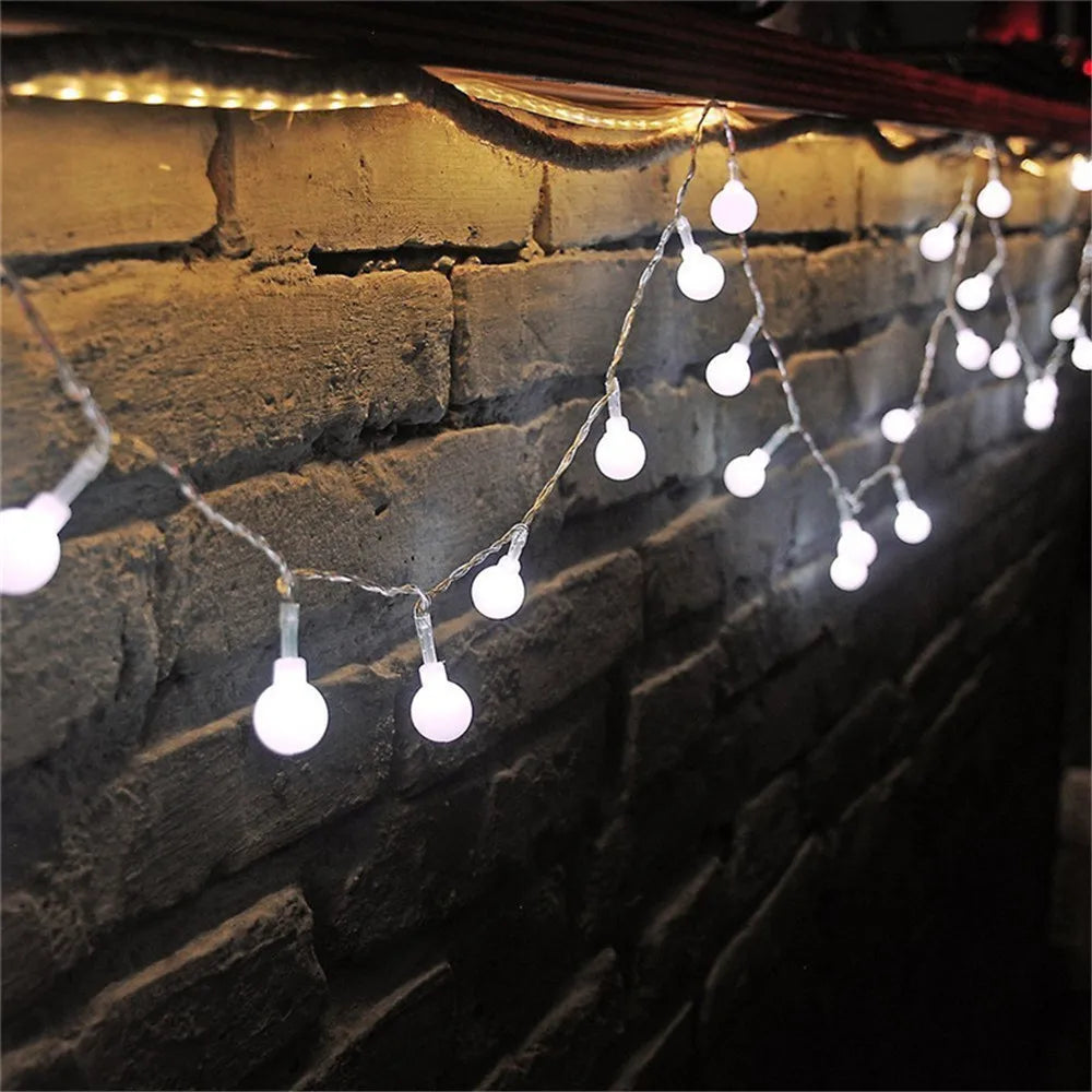 3M 6M 10M Fairy Garland LED Ball String Lights Waterproof for Christmas Tree Wedding Home Indoor Decoration Battery Powered