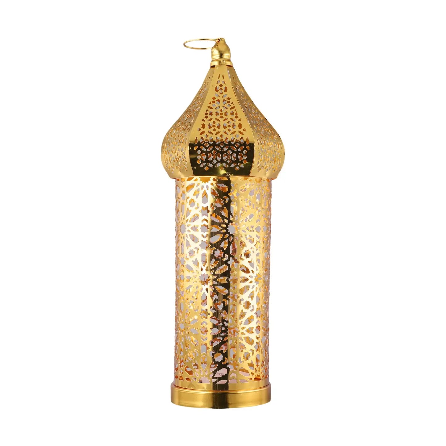 Moroccan Golden Hollow Iron Lantern Ramadan Home Decor Light Ornaments Hanging Lamps Outdoor Yard Garden Art Decoration